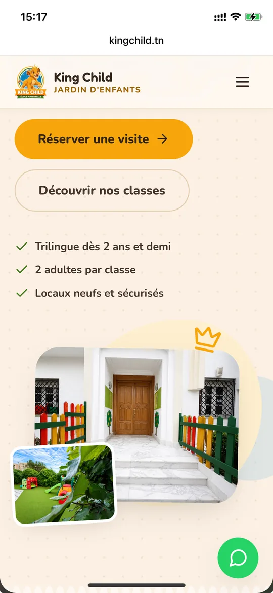 Die King-Child-Website auf dem Smartphone